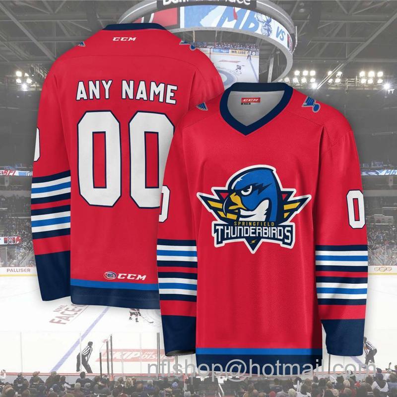 Springfield Thunderbirds Custom Red CCM Hockey Stitched Jersey