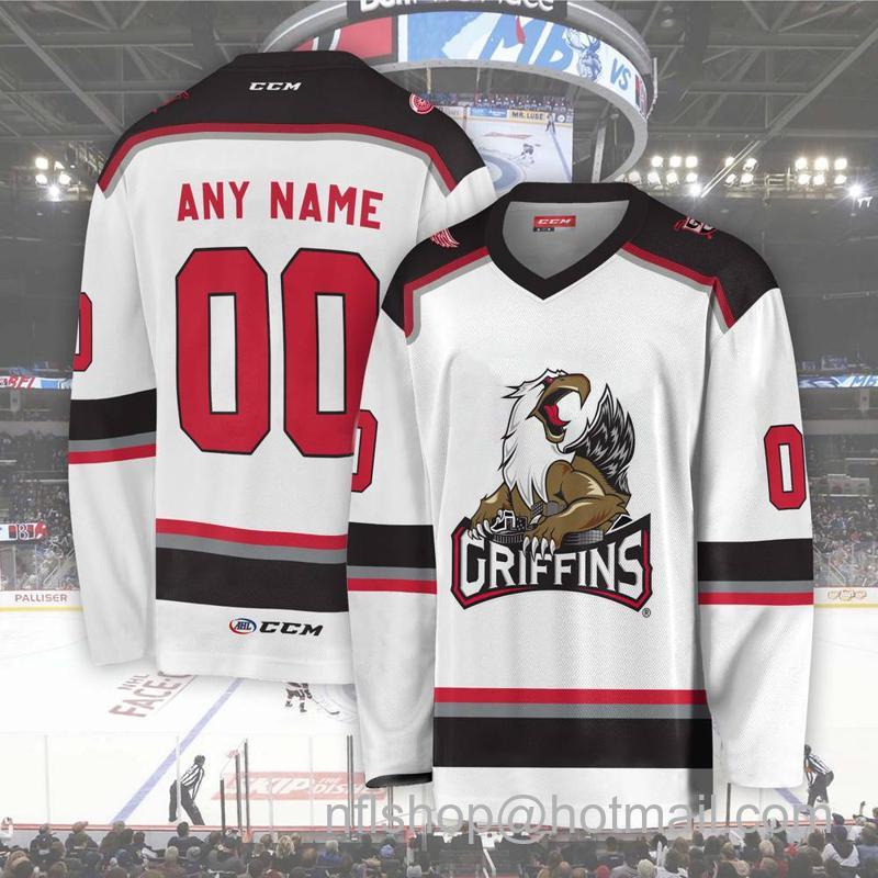 Grand Rapids Griffins Custom White CCM Hockey Stitched Jersey