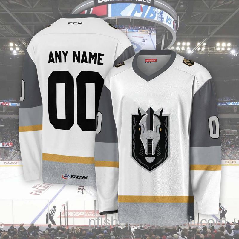 Henderson Silver Knights Custom White CCM Hockey Stitched Jersey