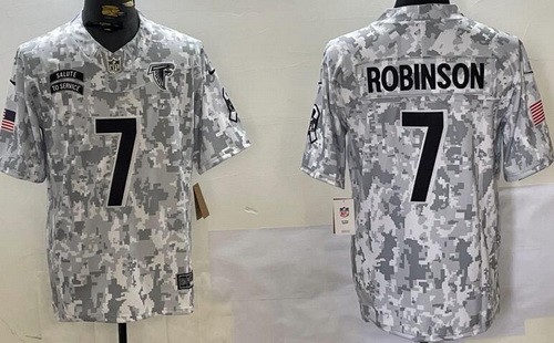 Men's Atlanta Falcons #7 Bijan Robinson Limited Arctic Camo 2024 Salute to Service Jersey