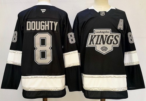 Men's Los Angeles Kings #8 Drew Doughty Black Alternate With A Patch Authentic NHL Stitched Hockey Jersey