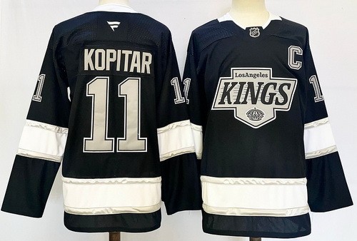 Men's Los Angeles Kings #11 Anze Kopitar Black Alternate With C Patch Authentic NHL Stitched Hockey Jersey