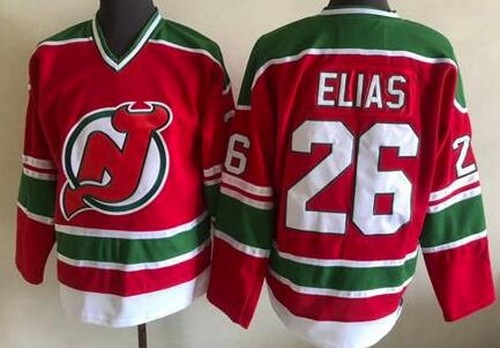 Men's New Jersey Devils #26 Patrik Elias Red Green CCM Throwback NHL Stitched Hockey Jersey