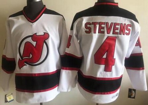 Men's New Jersey Devils #4 Scott Stevens White CCM Throwback NHL Stitched Hockey Jersey