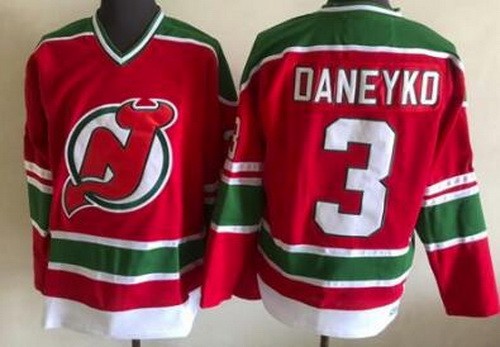 Men's New Jersey Devils #3 Ken Daneyko Red Green CCM Throwback NHL Stitched Hockey Jersey