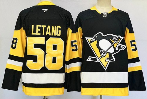 Men's Pittsburgh Penguins #58 Kris Letang Black Authentic NHL Stitched Hockey Jersey