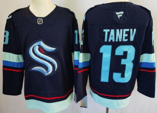 Men's Seattle Kraken #13 Brandon Tanev Navy Authentic NHL Stitched Hockey Jersey