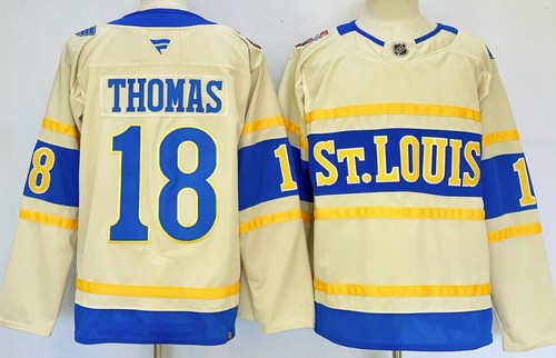 Men's St Louis Blues #18 Robert Thomas Cream 2025 Winter Classic Authentic NHL Stitched Hockey Jersey