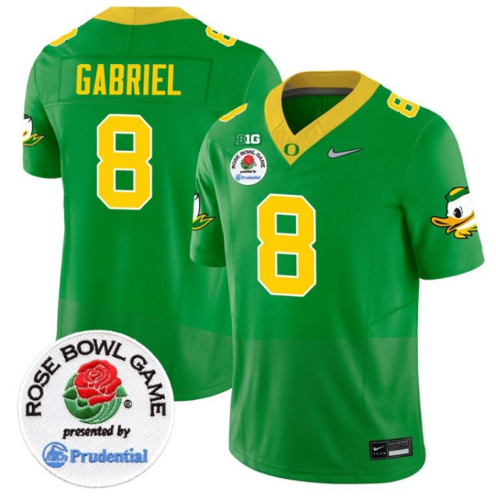Men's Nike Dillon Gabriel Jersey #8 Oregon Ducks Rose Bowl Patch NCAA Football Stitched FUSE Vapor Limited V2 Green