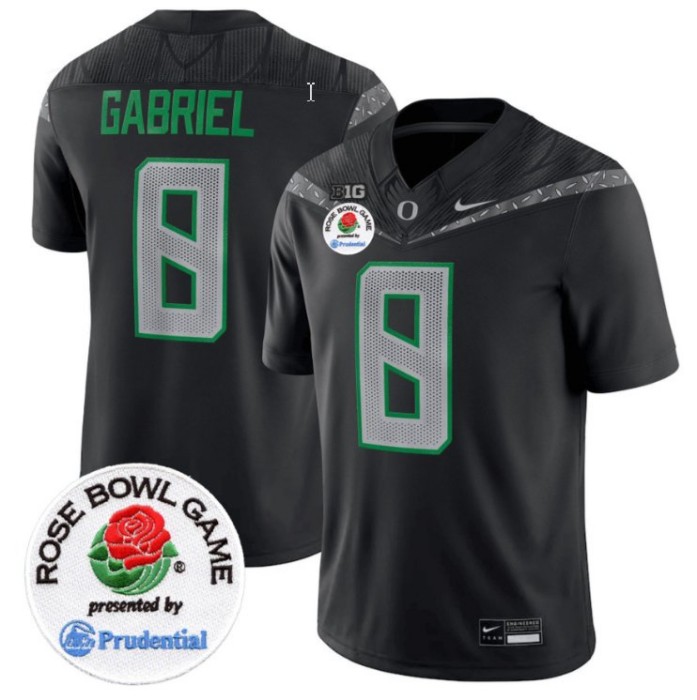 Men's Nike Dillon Gabriel Jersey #8 Oregon Ducks Rose Bowl Patch NCAA Football Stitched FUSE Vapor Limited V2 Black