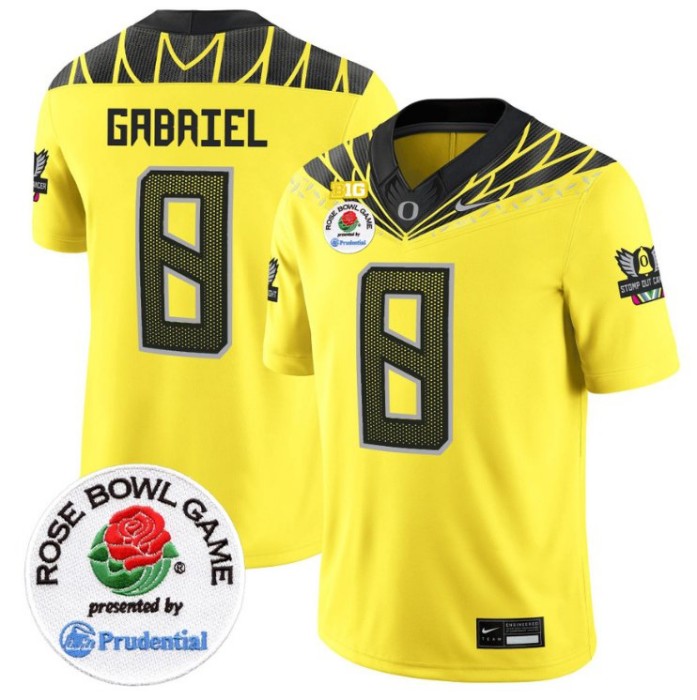 Men's Nike Dillon Gabriel Jersey #8 Oregon Ducks Rose Bowl Patch NCAA Football Stitched FUSE Vapor Limited V2 Yellow