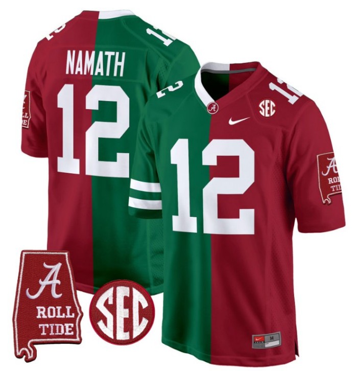Men's Nike Joe Namath Jersey New York Jets #12 Alabama Crimson Tide Split Football Game Stitched