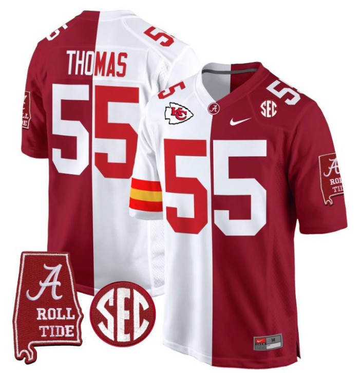 Men's Nike Derrick Thomas Jersey Kansas City Chiefs #55 Alabama Crimson Tide Split Football Game Stitched