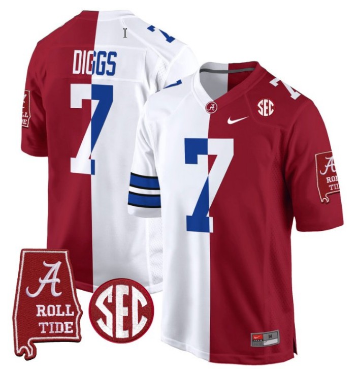 Men's Nike Trevon Diggs Jersey Dallas Cowboys #7 Alabama Crimson Tide Split Football Game Stitched