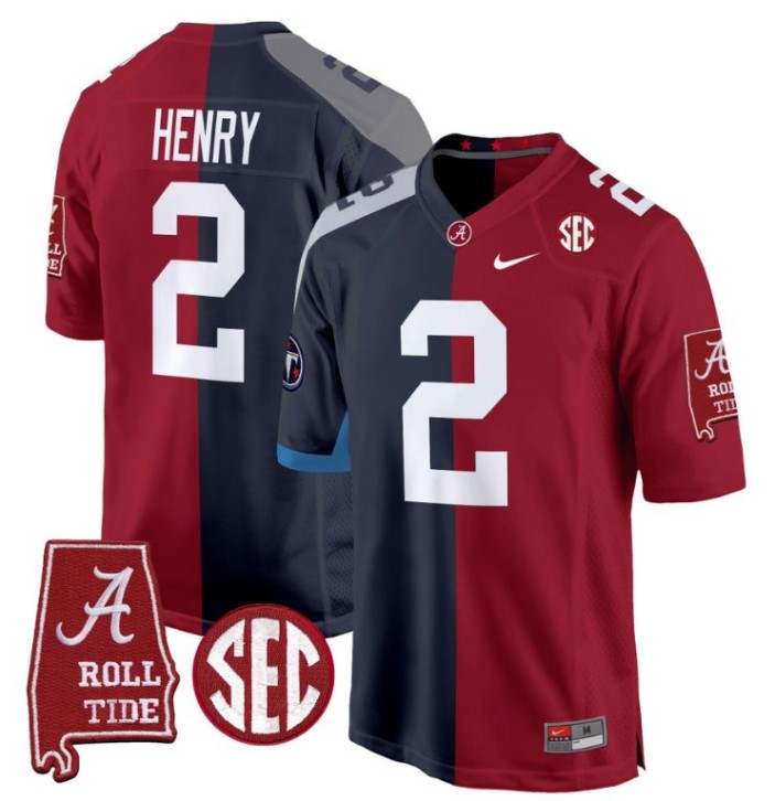 Men's Nike Derrick Henry Jersey Tennessee Titans #2 Alabama Crimson Tide Split Football Game Stitched