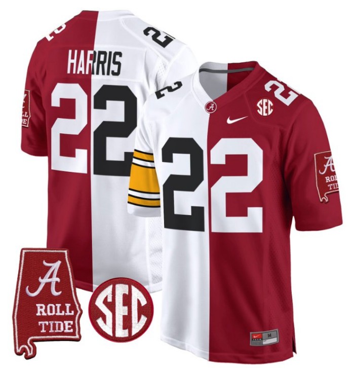 Men's Nike Najee Harris Jersey Pittsburgh Steelers #22 Alabama Crimson Tide Split Football Game Stitched