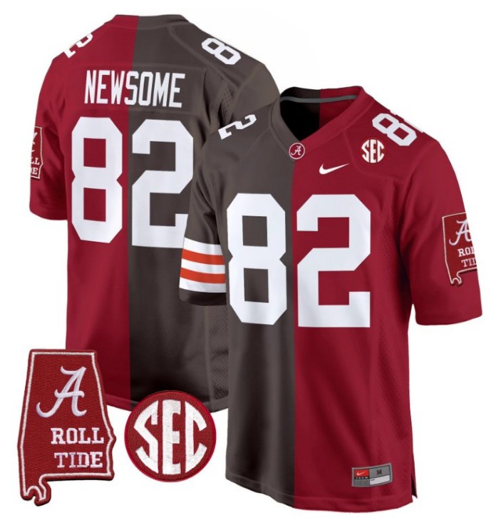 Men's Nike Ozzie Newsome Jersey Cleveland Browns #82 Alabama Crimson Tide Split Football Game Stitched