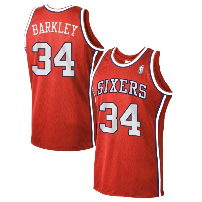 Philadelphia 76ers Sixers #34 Charles Barkley Red Stitched Basketball Jersey