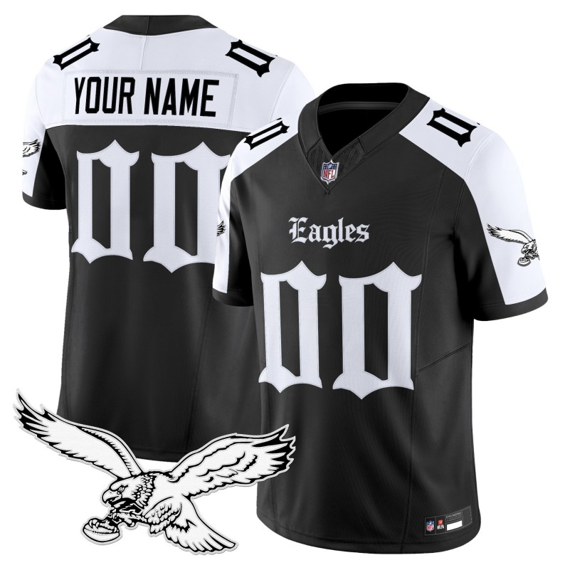 Philadelphia Eagles 'Gothic Philly Edition' Custom Vapor Limited Stitched Football Jersey Black White