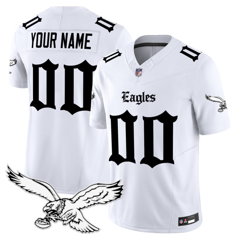Philadelphia Eagles 'Gothic Philly Edition' Custom Vapor Limited Stitched Football Jersey White
