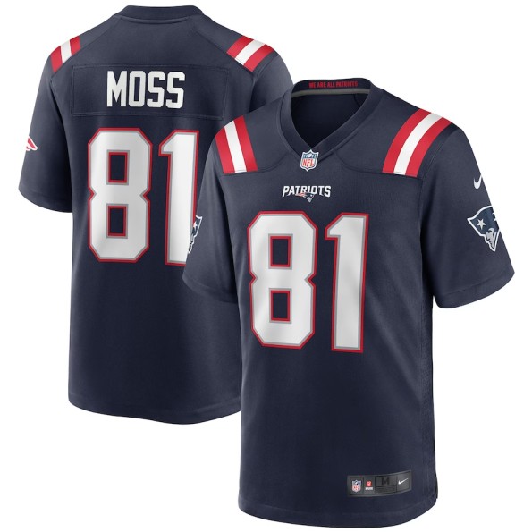Men's New England Patriots #81 Randy Moss Nike Navy Game Retired Player NFL Jersey