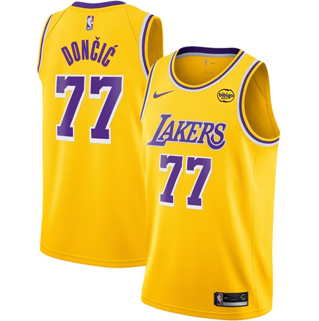 Youth Los Angeles Lakers #77 Luka Doncic Yellow 2025 Icon Edition Stitched Basketball Jersey