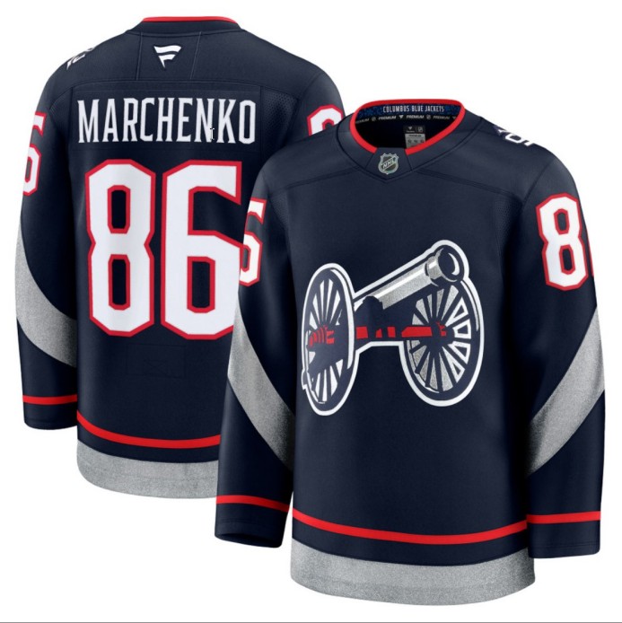 Men's Columbus Blue Jackets #86 Kirill Marchenko Navy 2025 Stadium Series Alternate Stitched Hockey Jersey