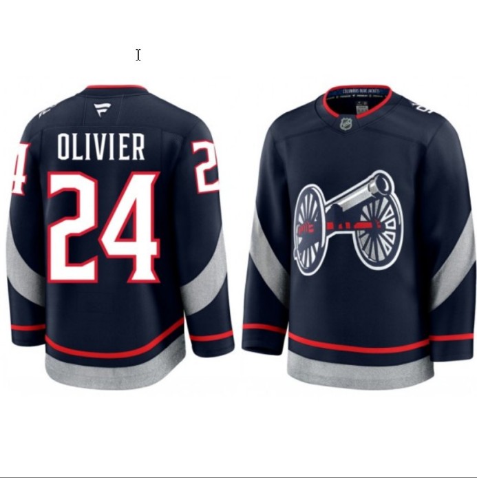 Men's Columbus Blue Jackets #24 Mathieu Olivier Navy 2025 Stadium Series Alternate Stitched Hockey Jersey