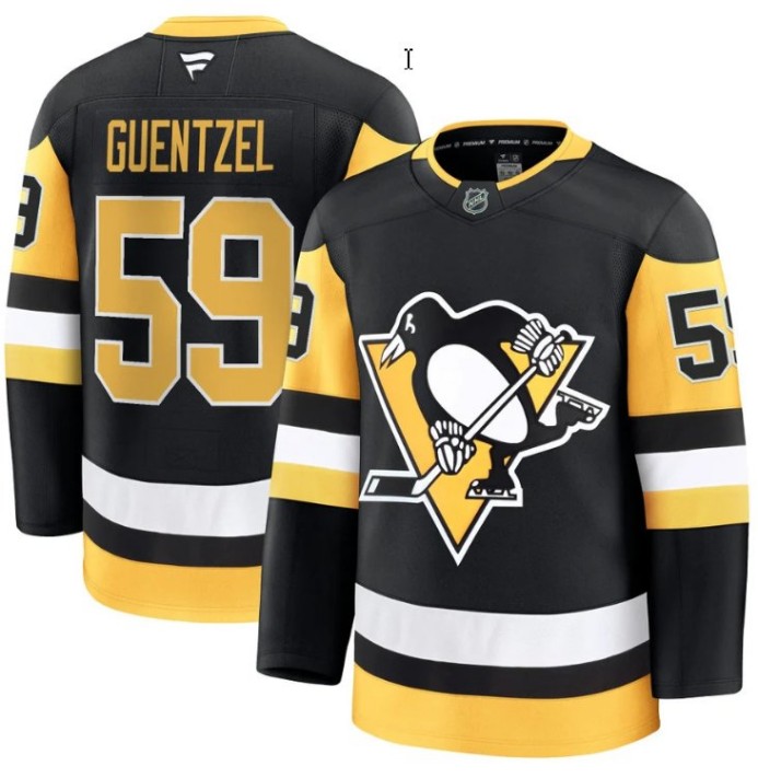 Men's Pittsburgh Penguins #59 Jake Guentzel Black 2025 Premium Stitched Hockey Jersey