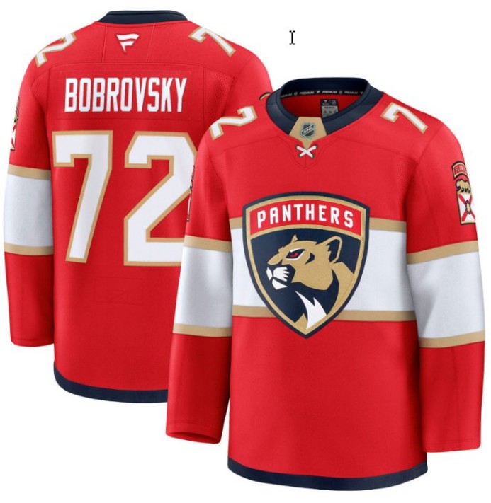 Men's Florida Panthers #72 Sergei Bobrovsky Red 2025 Premium Stitched Hockey Jersey