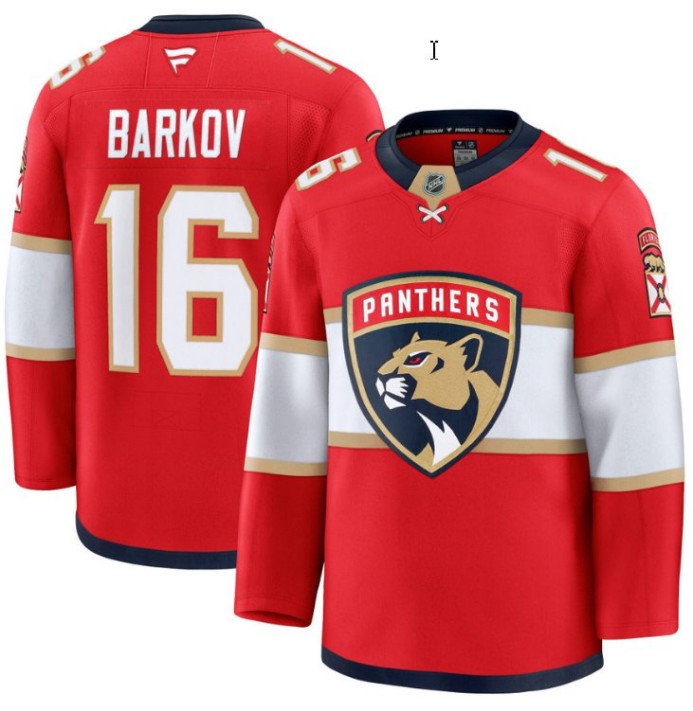 Men's Florida Panthers #16 Aleksander Barkov Red 2025 Premium Stitched Hockey Jersey