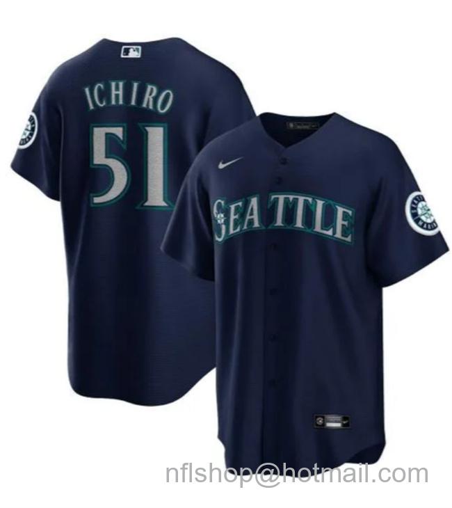 Men's Seattle Mariners #51 Ichiro Suzuki Navy Cool Base Stitched Baseball Jersey