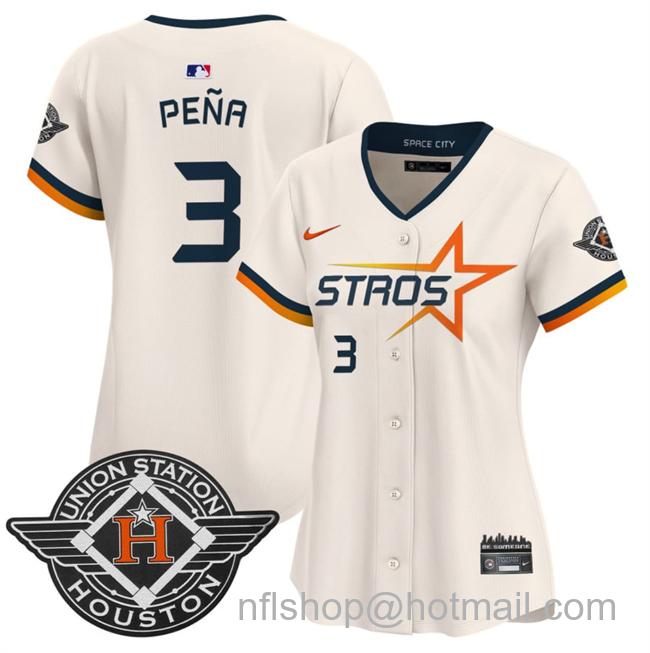 Women's Houston Astros #3 Jeremy Pena Cream 2025 City Connect Limited Stitched Baseball Jersey(Run Small)