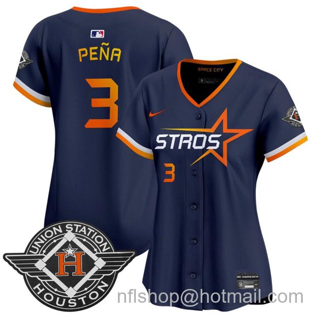 Women's Houston Astros #3 Jeremy Pena Navy 2025 City Connect Limited Stitched Baseball Jersey(Run Small)