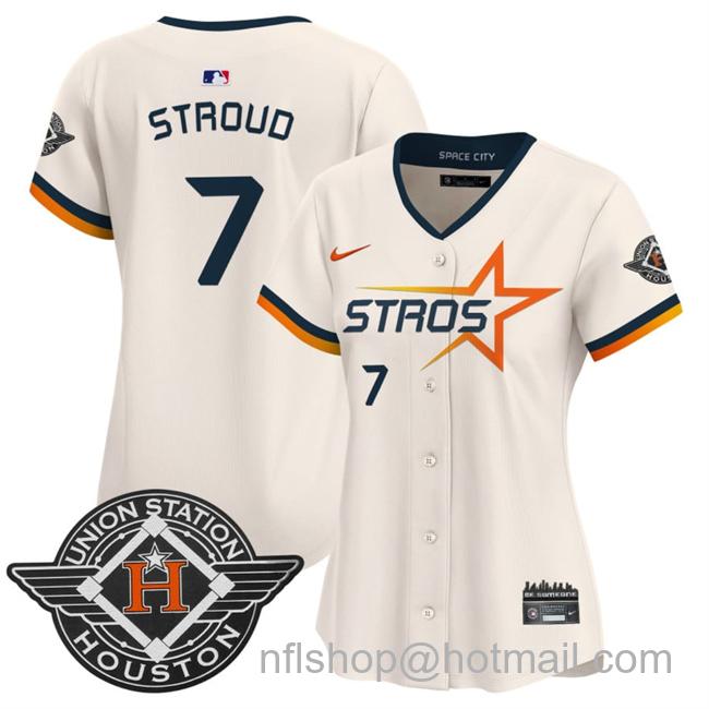 Women's Houston Astros #7 C.J. Stroud Cream 2025 City Connect Limited Stitched Baseball Jersey(Run Small)
