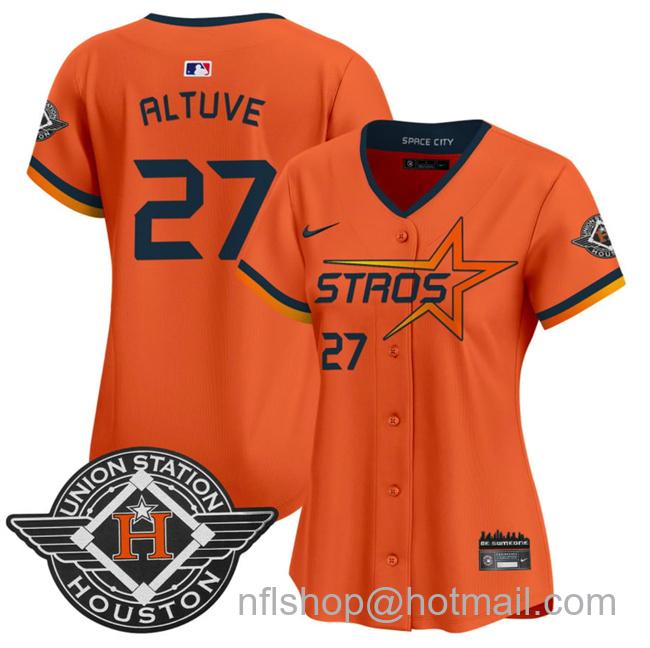 Women's Houston Astros #27 Jose Altuve Orange 2025 City Connect Limited Stitched Baseball Jersey(Run Small)