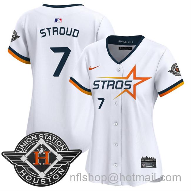Women's Houston Astros #7 C.J. Stroud White 2025 City Connect Limited Stitched Baseball Jersey(Run Small)