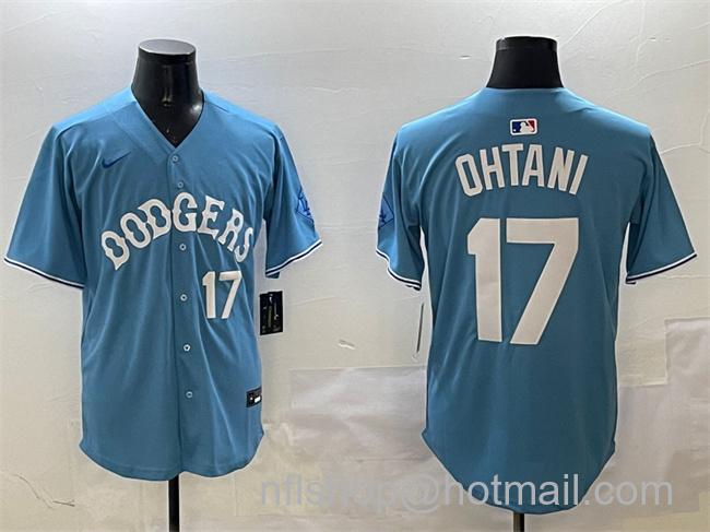 Men's Los Angeles Dodgers #17 Shohei Ohtani Light Blue Limited Stitched Baseball Jersey