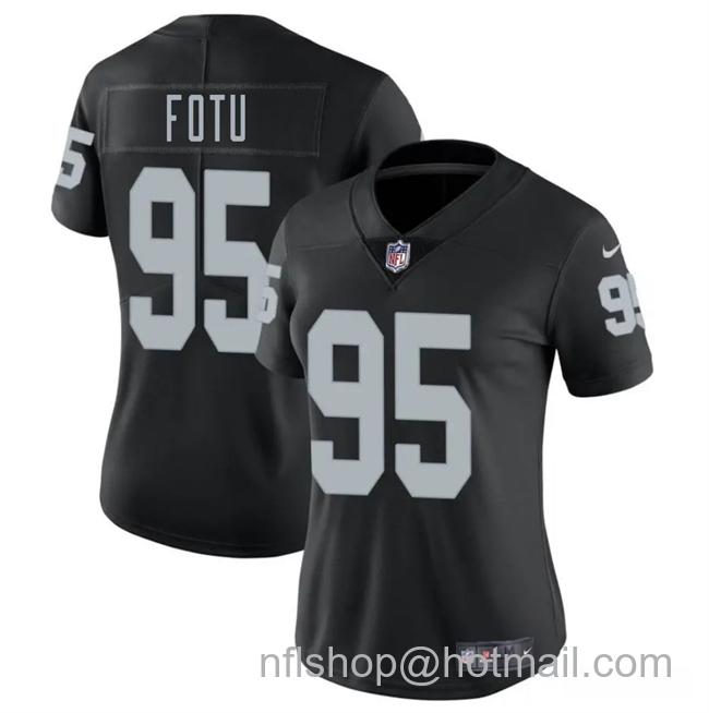 Women's Las Vegas Raiders #95 Leki Fotu Black 2025 Vapor Stitched Jersey