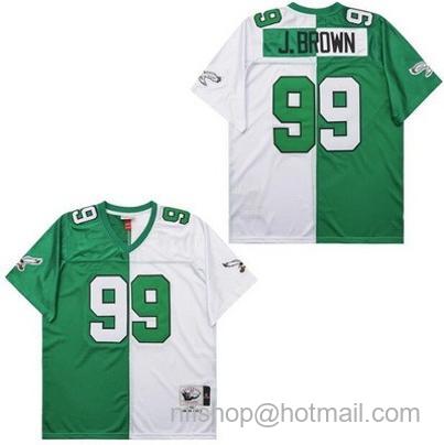 Men's Philadelphia Eagles #99 Jerome Brown Green White Split 1990 Throwback Jersey