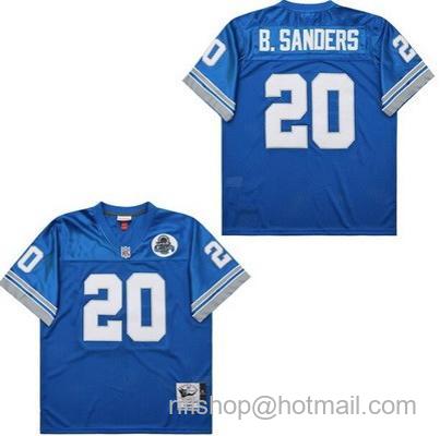 Men's Detroit Lions #20 Barry Sanders Blue 1993 Throwback Jersey