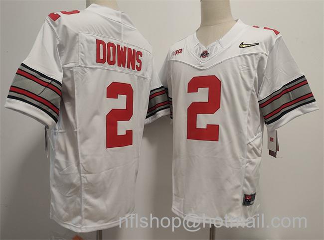 Men's Ohio State Buckeyes #2 Caleb Downs White F.U.S.E. Limited Stitched Jersey
