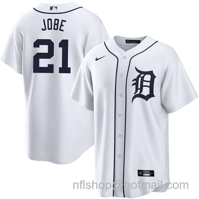 Men's Detroit Tigers #21 Jackson Jobe White Cool Base Stitched Baseball Jersey