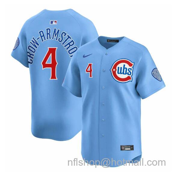 Men's Chicago Cubs #4 Pete Crow-Armstrong Blue 2024 25 2nd Alternate Limited Stitched Baseball Jersey