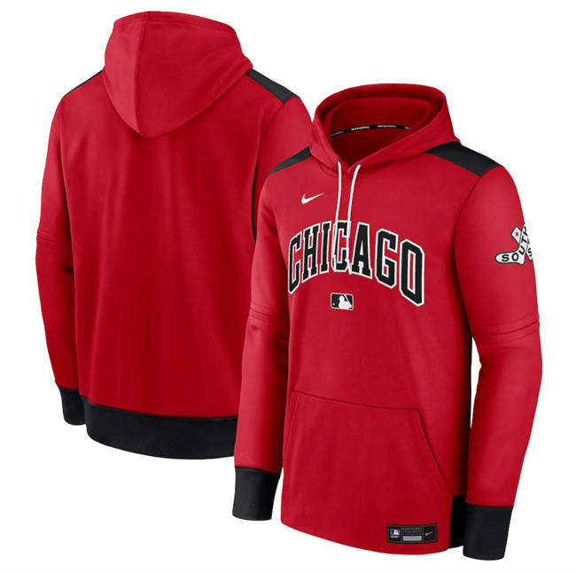 Men's Chicago White Sox Red Black 2025 City Connect Performance Pullover Hoodie