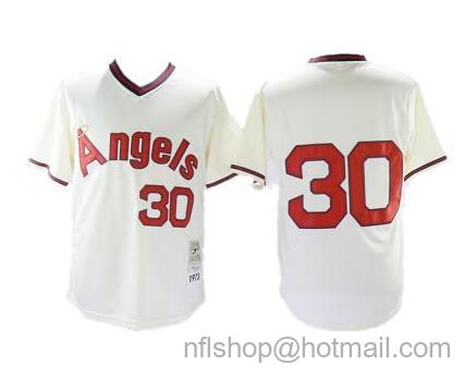 Men's Los Angeles Angels #30 Nolan Ryan Cream Throwback Stitched Baseball Jersey
