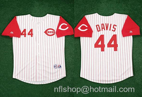 Men's Cincinnati Reds #44 Eric Davis White 1996 Home Stitched Baseball Jersey