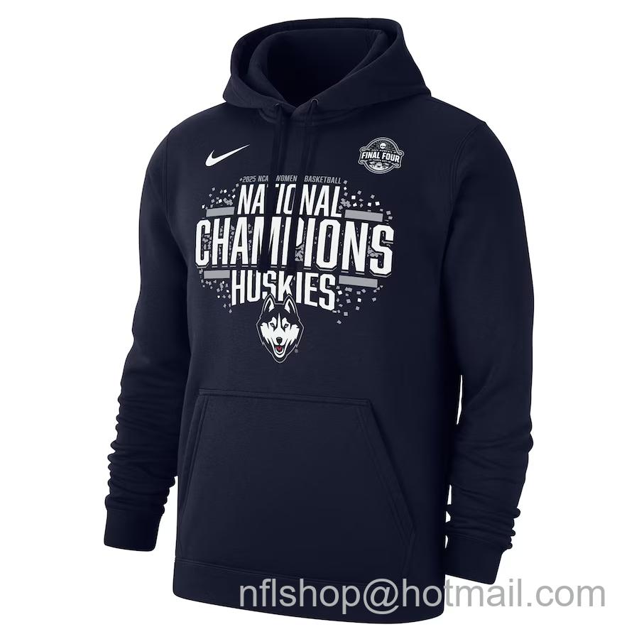 Men's Nike Navy UConn Huskies 2025 NCAA Women's Basketball National Champions Locker Room Pullover Hoodie