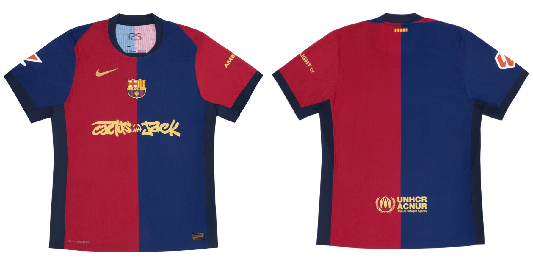 Men's Barcelona Blue Scarlet 2024-25 Match Home x Cactus Jack Soccer Jersey