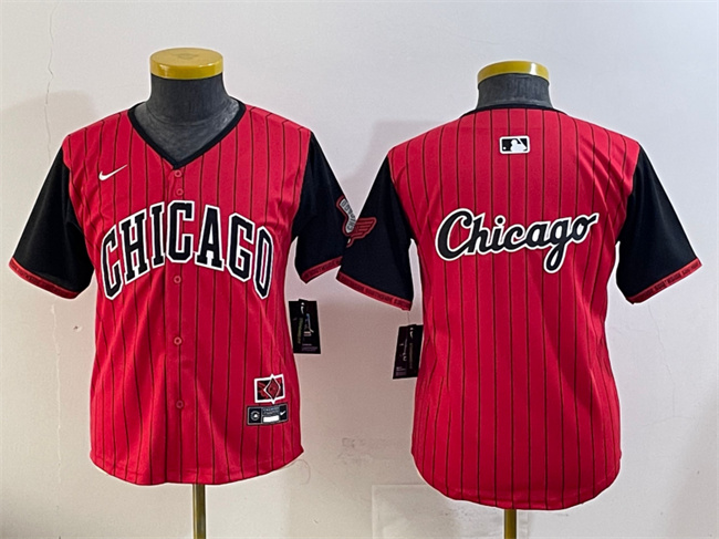 Youth Chicago White Sox Team Big Logo Red Black 2025 City Connect Limited Stitched Baseball Jerseys